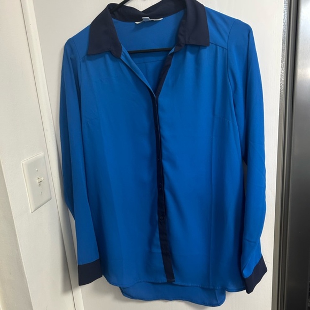 Charming Charlie Royal Blue and Navy Blouse
